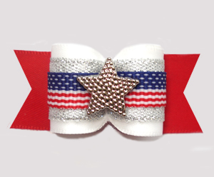 #A7664 - 7/8" Dog Bow - Pretty Patriotic, Independence Day Star