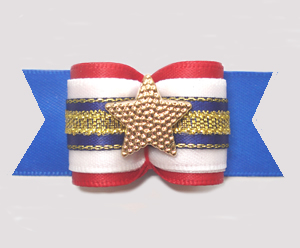 #A7665 - 7/8" Dog Bow - Patriotic Red/White/Blue, Gold Star