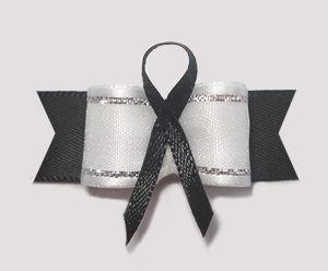 #AB8005 - 5/8" Dog Bow - Black Awareness Ribbon