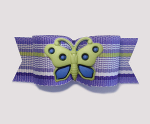 #1246B - 5/8" Dog Bow - Purple Stripes, Cute Butterfly