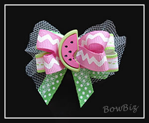 #BTQ065 - Boutique Dog Bow- Bursting w/Good Taste, Watermelon - Click Image to Close