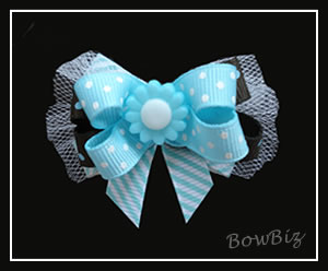 #BTQ160 - Boutique Dog Bow - Ribbon and Blues