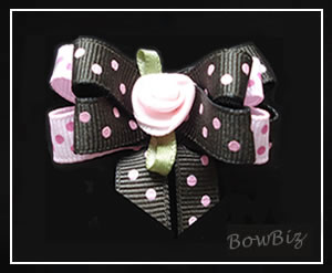 #BTQ330 - Boutique Dog Bow - Strawberry/Chocolate, Pink Rose