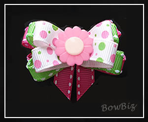 #BTQ340 - Boutique Dog Bow - Burst of Spring, Pink Flower