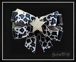 #BTQ360 - Boutique Dog Bow - Star Diva, Leopard/Gold