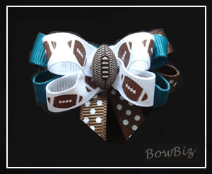 #BTQ370 - Boutique Dog Bow - Football, Let's Play Ball!
