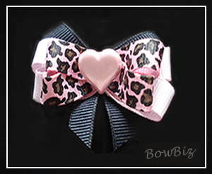 #BTQ390 - Boutique Dog Bow - Wild at Heart, Pink Leopard