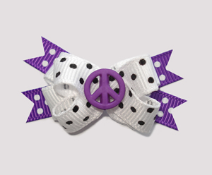 #BTQM290 - Mini Boutique Dog Bow Peace is Cool, Purple