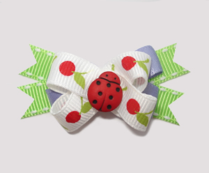 #BTQM310- Mini Boutique Bow Little Cherries, Ladybug on White