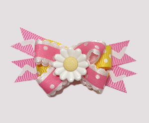 #BTQM450 - Mini Boutique Dog Bow Country Cottage Daisy, Pink