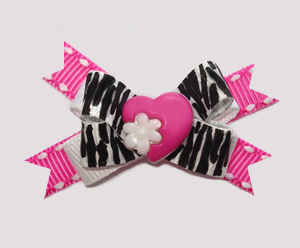 #BTQM480 - Mini Boutique Dog Bow Zebra/Pink, Wild At Heart