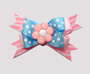 #BTQM500 - Mini Boutique Bow Baby Sweet Blue/Pink, Pink Daisy