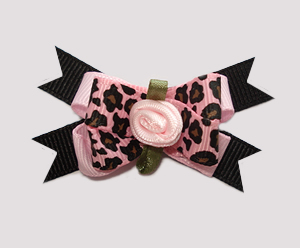 #BTQM510 - Mini Boutique Bow Diva Girl, Pink Leopard, Rosette