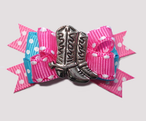 #BTQM810 - Mini Boutique Bow Country/Western Boots, Pink/Blue