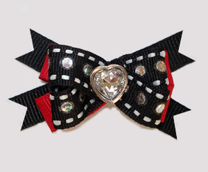#BTQM852 - Mini Boutique Bow Bling It Up, Black/Red w/Heart