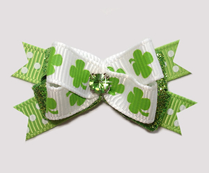 #BTQM904 - Mini Boutique Bow Lucky Shamrocks w/Glitter & Dots