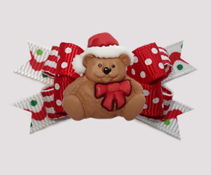 #BTQM930 - Mini Boutique Bow Sprinkle Dots w/Christmas Teddy