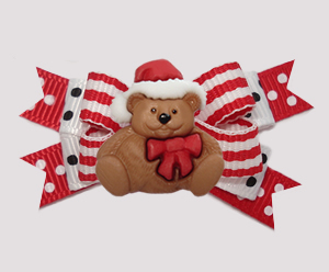 #BTQM932- Mini Boutique Bow Holiday Stripes, Christmas Teddy