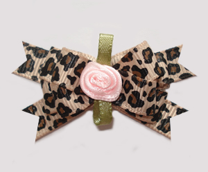#BTQM977 - Mini Boutique Dog Bow Leopard Print, Pink Rosette