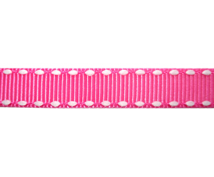 #DIY38-0410 - 12" of 3/8" Ribbon - Hot Pink, White Stitch
