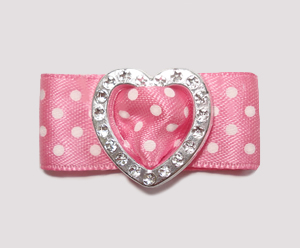 #HRT0040 - 5/8" Dog Barrette - Gem of My Heart, Sweet Pink Satin