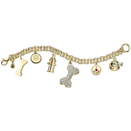 #J5002 - Gold Plated Bracelet with Austrian Crystal Dog Bone