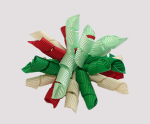 #KRKM690 - Mini Korker Dog Bow - Holiday Red/Ivory/Greens