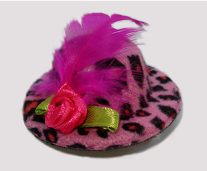 #LTT01 - Tiny Topper Dog Hat, Leopard Print - Hot Pink