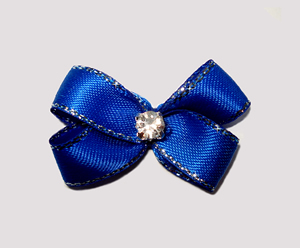 #PBTQ500 - Petite Boutique Dog Bow - Regal Blue w/Silver