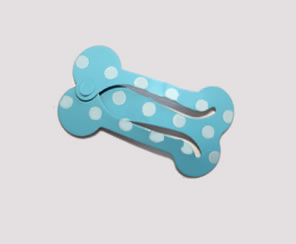 #SC0374 - Dog Snap Clip - Mini Bone, Baby Blue/White Dots