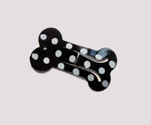 #SC0375 - Dog Snap Clip - Mini Bone, Classic Black/White Dots