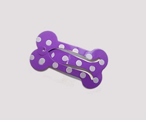 #SC0377 - Dog Snap Clip - Mini Bone, Pretty Purple/White Dots
