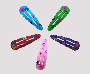 #SC0384 - Dog Snap Clips - Flower Prints x 5, Assorted