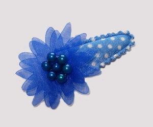 #SC0406 - Dog Snap Clip - Organza Flower, Adorable Blues
