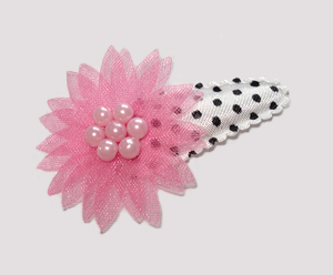 #SC0470 - Dog Snap Clip- Organza Flower, Girly Girl Pink on B/W