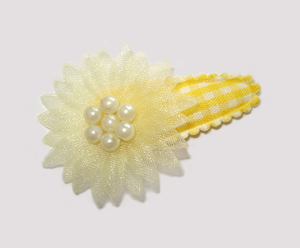 #SC0560 - Dog Snap Clip - Organza Flower, Baby Yellow