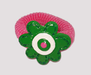 #SF0210 - Scrunchie Fun - Pink Band, Green Flower