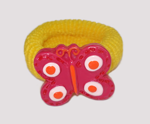 #SF0350 - Scrunchie Fun - Yellow Band, Raspberry Butterfly