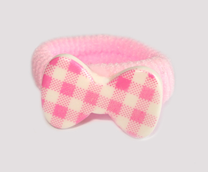 #SF0510 - Scrunchie Fun - Sweet Baby Pink & White, Plaid Bow