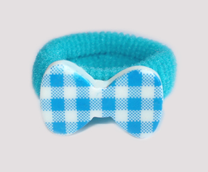 #SF0530 - Scrunchie Fun - Vibrant Lively Blue & White, Plaid Bow
