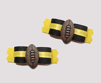 #T8805 - 3/8" Dog Bow - Team Spirit, Yellow/Black, Football