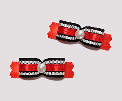 #T8817 - 3/8" Dog Bow - Classic Red, White & Black, Pearl