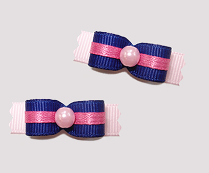 #T8820 - 3/8" Dog Bow - Adorable Blue with Pink