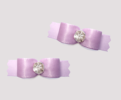 #T8870 - 3/8" Dog Bow - Satin, Sweet Lavender with Rhinestone