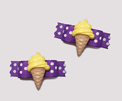 #T8897 - 3/8" Dog Bow - Sweet Li'l Ice Cream Cone, Purple