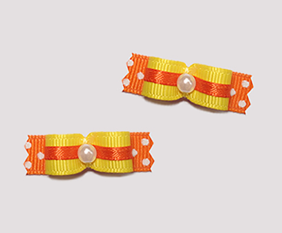 #T8926 - 3/8" Dog Bow - Bright Delight, Daffodil Yellow & Orange