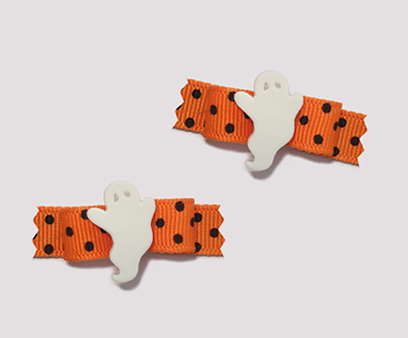 #T8931 - 3/8" Dog Bow - Friendly Ghost, Vibrant Orange