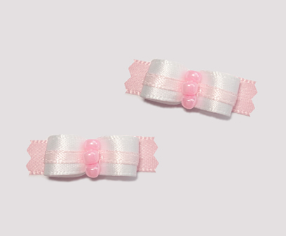#T8970 - 3/8" Dog Bow - Sweet Baby Pink & White