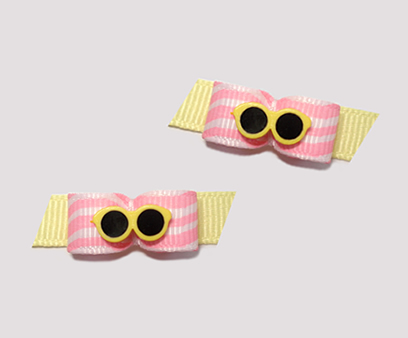 #T8982 - 3/8" Dog Bow - Fun Shades, Pink Squiggles, Sunny Yellow