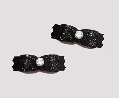 #T9053 - 3/8" Dog Bow - Gorgeous Glitter, Classic Black - Click Image to Close